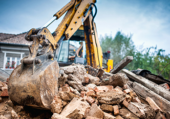 Bulldozer doing demolition