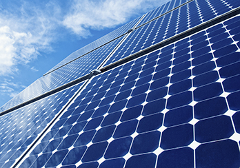 Wall of solar panels