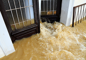 Floodwaters in a house