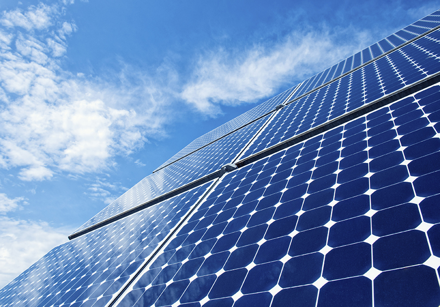 Close up of a section of solar panel