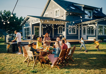 Family enjoying outdoors in the summer