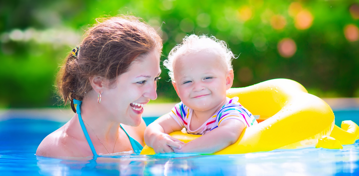 Family in pool